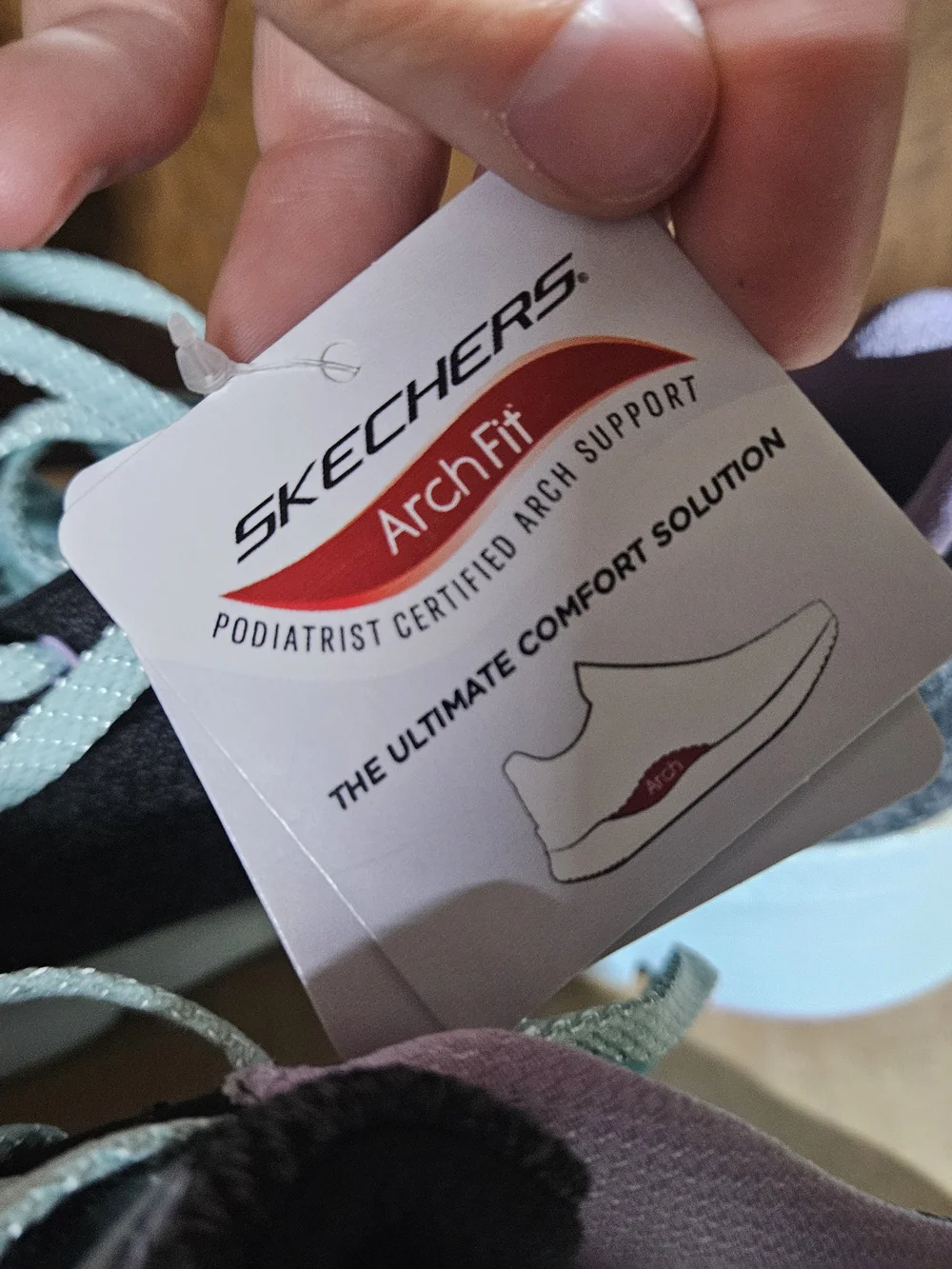 Skechers Black Knit Athletic Sneakers with Aqua Laces & Lavender Accents